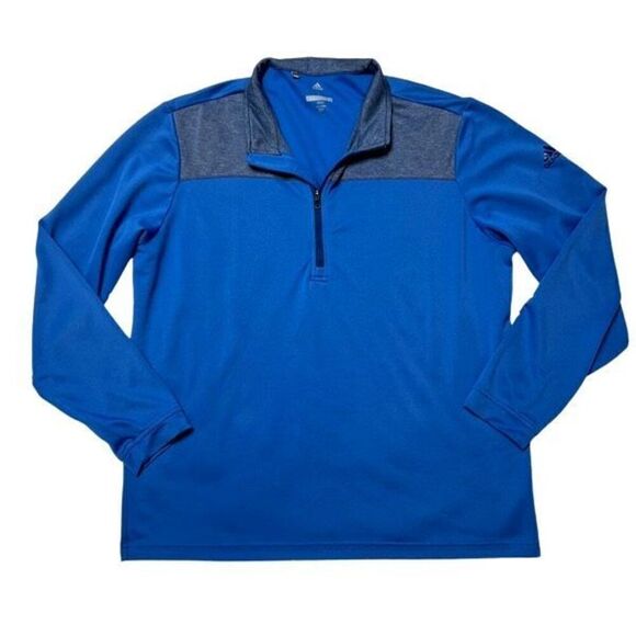 Adidas Golf Shirt Mens Large Blue Lightweight 1/4 Zip Pullover Performance - Picture 1 of 9
